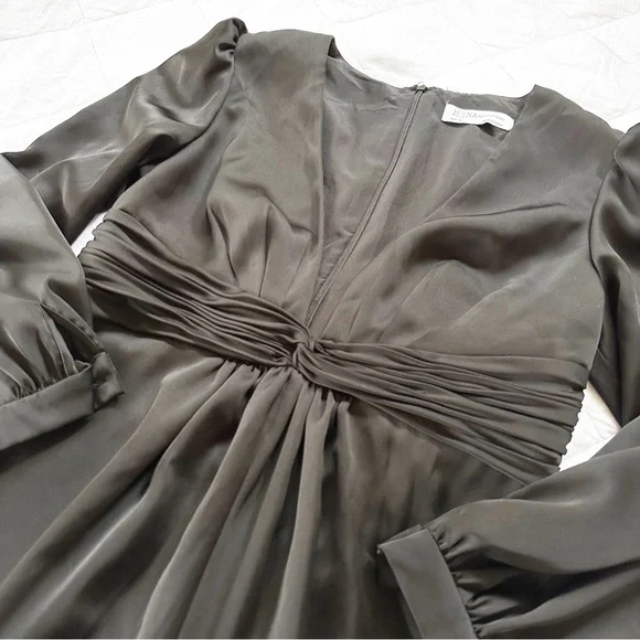 IEENA FOR MAC DUGGAL Evening Ruched Plunging Neck Jumpsuit Black 12 NWOT NEW - Picture 8 of 10